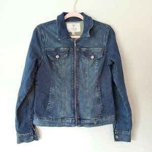 NWT GUESS Rigby ribbed denim jean moto jacket